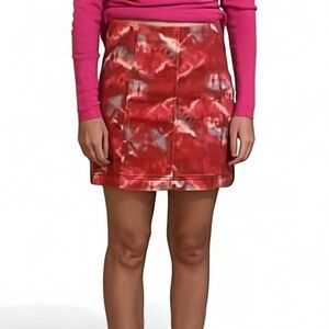 Free People Modern Femme Tie- Dye Denim Novelty Skirt, Size 2. Pink, Festival
